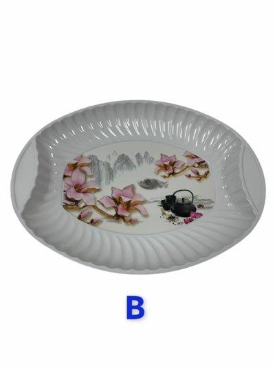 Melamine Serving Oval Floral Design Tray 50*37 cm