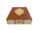 Luxury Islamic Black and Gold Quran Box Gift Quran book and Prayer Bead Set 21X27 cm