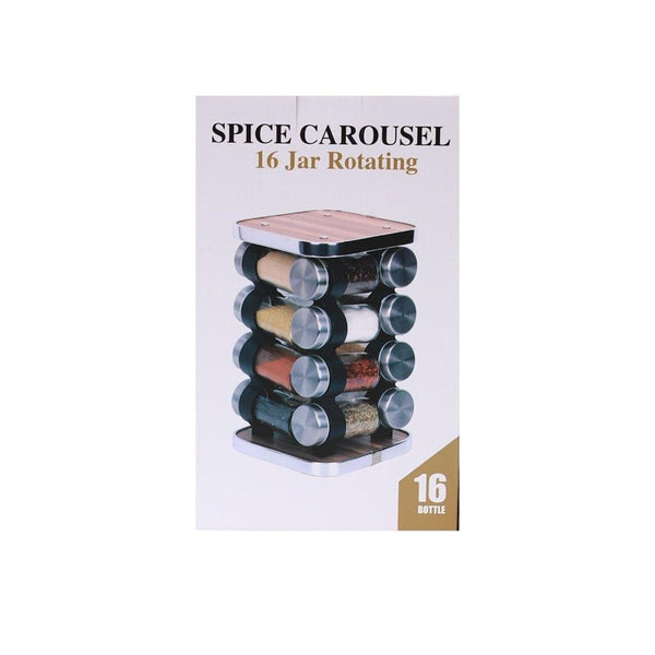 Buy Online Revolving Spice Rack Herb Carousel Set of 16 Pcs 16*16