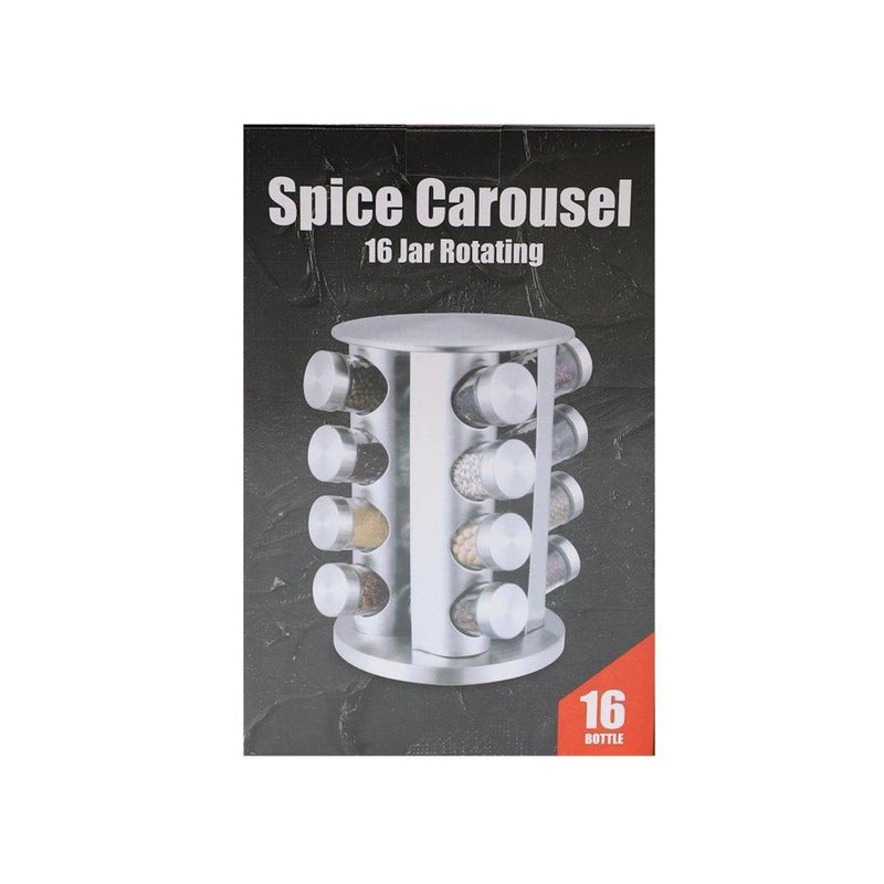 Revolving Spice Rack Spice and Herb Carousel Set of 16 Pcs Stainless Steel 18.5*27.5 cm