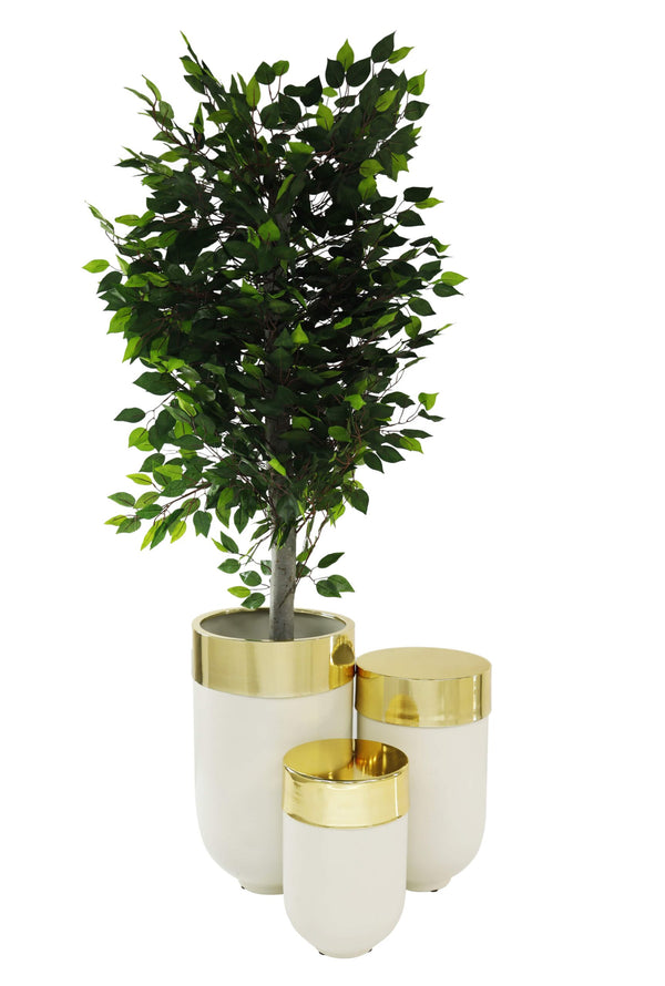 Modern Living Home Decor Silver Metal Flower Pot Set of 3 40/50/60 cm