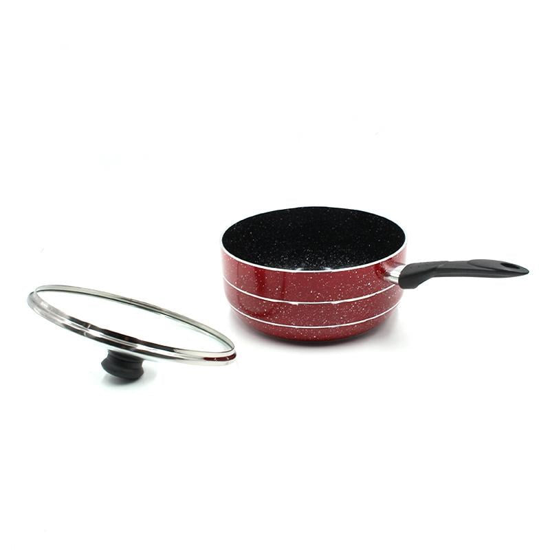 Saucepan Maroon Marble Coating Induction Non Stick 22 cm 3mm