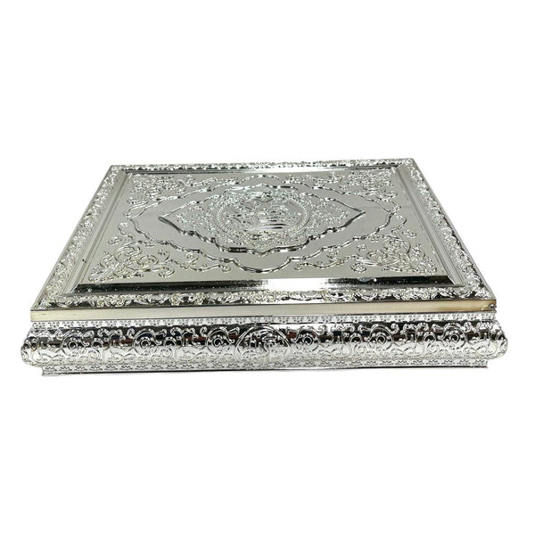 Islamic Deco Plastic Silver Holy Quran Book Case with Plastic Stand 29.5*22.5*6 cm