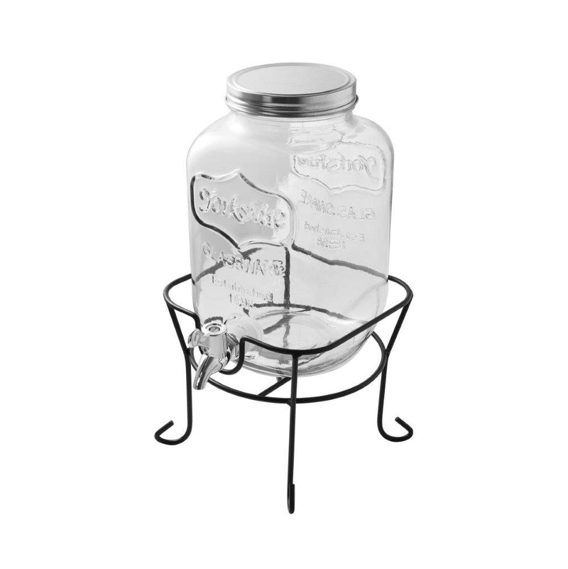Glass beverage Dispenser with Stand and Tap 4 Litre 25*10.8 cm