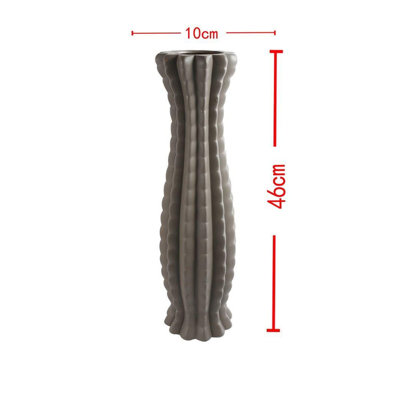 Home Decor Cylindrical Ceramic Vase Plain Grey 46*10 cm