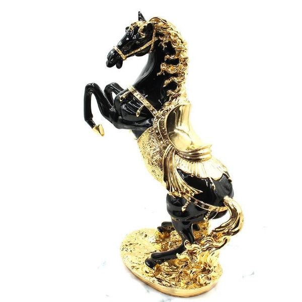 Sculpture Statue Resin Figurine Horse Metallic Gold and Black Colour 45*20*56 cm