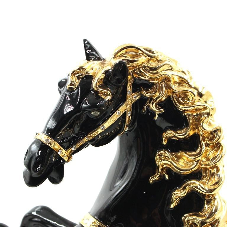 Sculpture Statue Resin Figurine Horse Metallic Gold and Black Colour 45*20*56 cm