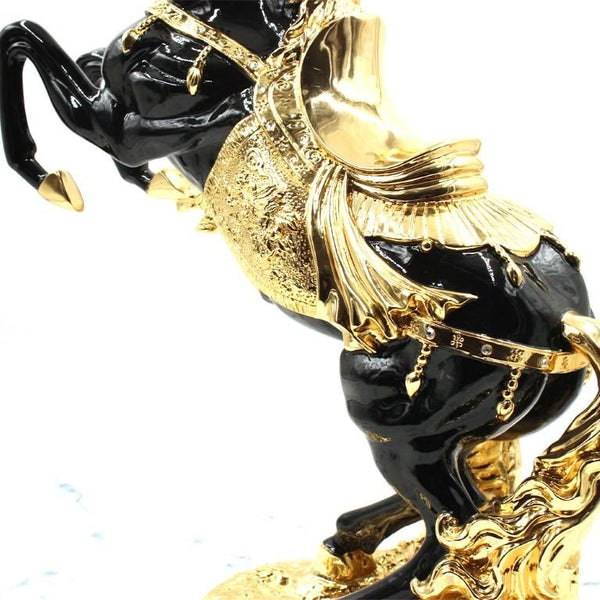 Sculpture Statue Resin Figurine Horse Metallic Gold and Black Colour 45*20*56 cm