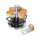 Revolving Spice Rack Spice and Herb Carousel Set of 6 Pcs Wooden 4.6*4.6*10/17*18 cm