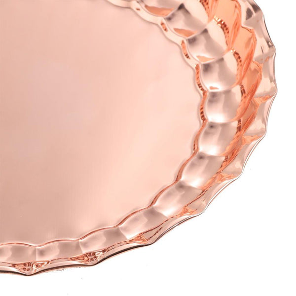 Stainless Steel Decor Serving Tray Rose Gold 28 cm 240 g