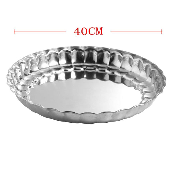 Stainless Steel Decor Serving Tray Silver 40 cm