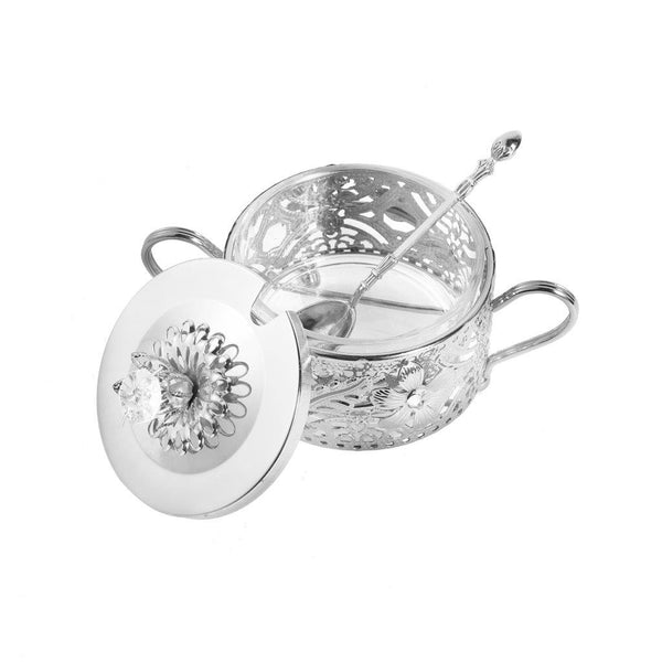 Silver Plated Sugar Pot with Spoon 56*56*53 cm
