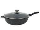 Non Stick Marble Coated Die Cast Aluminium Frypan Wok Black Induction 28cm