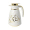 Vacuum Insulated Plastic Thermos Flask White and Gold Mix 1 Litre