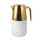 Vacuum Insulated Plastic Thermos Flask White and Gold Mix 1 Litre