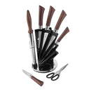 Bass Brand Premium Quality Stainless Steel Chef Kitchen Knife Set of 8 Pcs Maroon Handle 30 cm