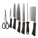 Bass Brand Premium Quality Stainless Steel Chef Kitchen Knife Set of 8 Pcs Black Handle 30 cm