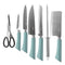 Bass Brand Premium Quality Stainless Steel Chef Kitchen Knife Set of 8 Pcs Aqua Handle 30 cm