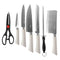 Bass Brand Premium Quality Stainless Steel Chef Kitchen Knife Set of 8 Pcs Cream Handle 30 cm