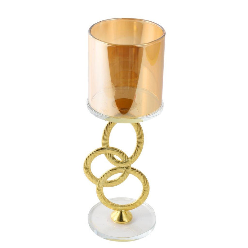 Home Decor Gold Crystal Glass Candlestick Holder 18 cm