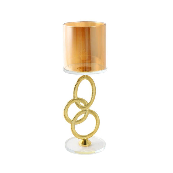 Home Decor Gold Crystal Glass Candlestick Holder 18 cm