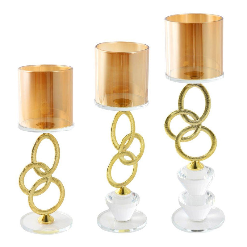 Home Decor Gold Crystal Glass Candlestick Holder 18 cm