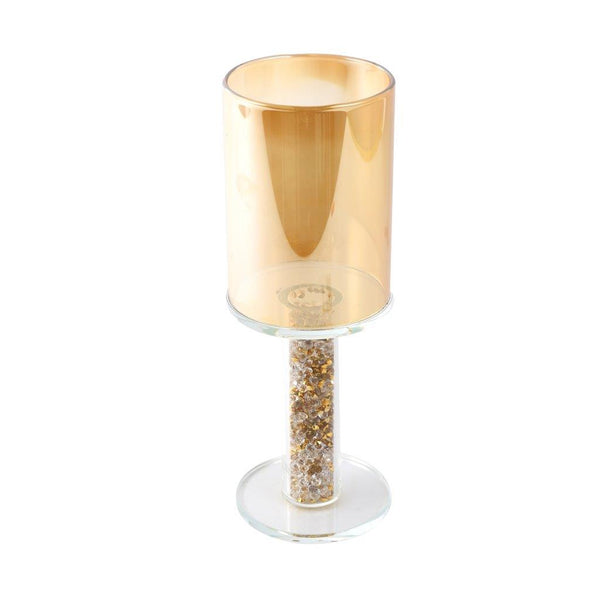 Home Decor Gold Crystal Glass Candlestick Holder 19 cm