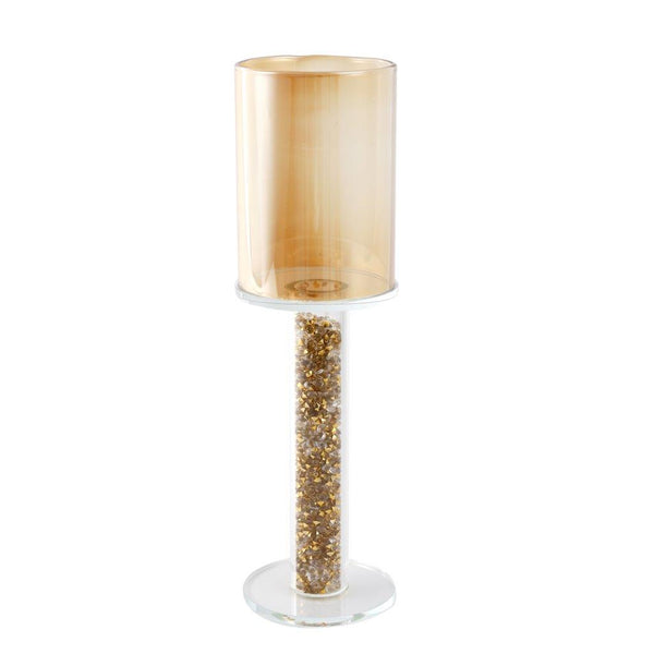 Home Decor Gold Crystal Glass Candlestick Holder 21 cm