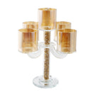 Home Decor Gold Crystal Glass Candlestick Holder 5 arms 26 cm