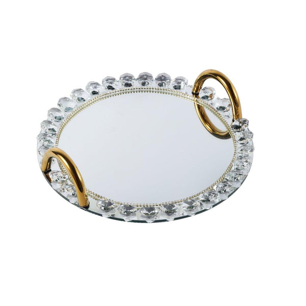 Home Decor Crystal Glass Round Serving Tray 30 cm