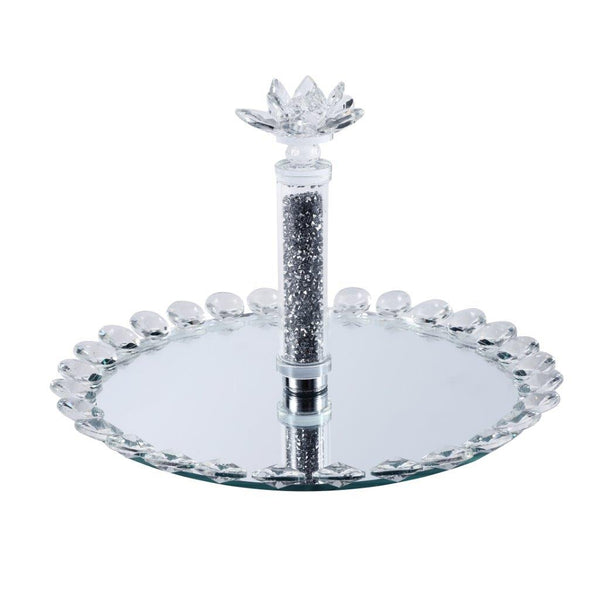 Home Decor Crystal Glass Cake Serving Tray 27*21 cm