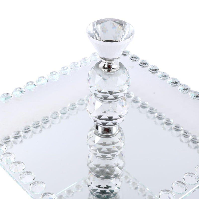 Home Decor Crystal Glass Cake Serving Tray 2 Tier 25*24 cm
