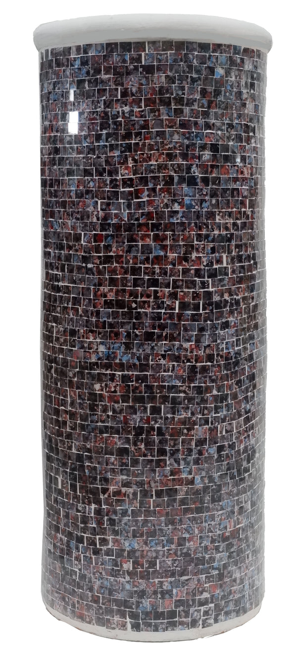 Decorative Teracotta Glass Tiles Mosaic Cylindrical Tabletop Vase 60 cm
