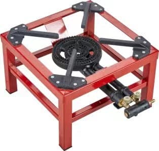 Cast Iron Red Gas Stove with 2 rings Gas Burner with High Pressure 1.2M Hose 35*35*28 cm