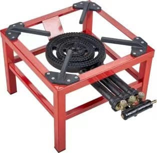 Cast Iron Red Gas Stove with 3 rings Gas Burner with High Pressure 1.2M Hose 39.5*39.5*33 cm