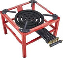 Cast Iron Red Gas Stove with 4 rings Gas Burner with High Pressure 1.2M Hose 48.5*48.5*38 cm
