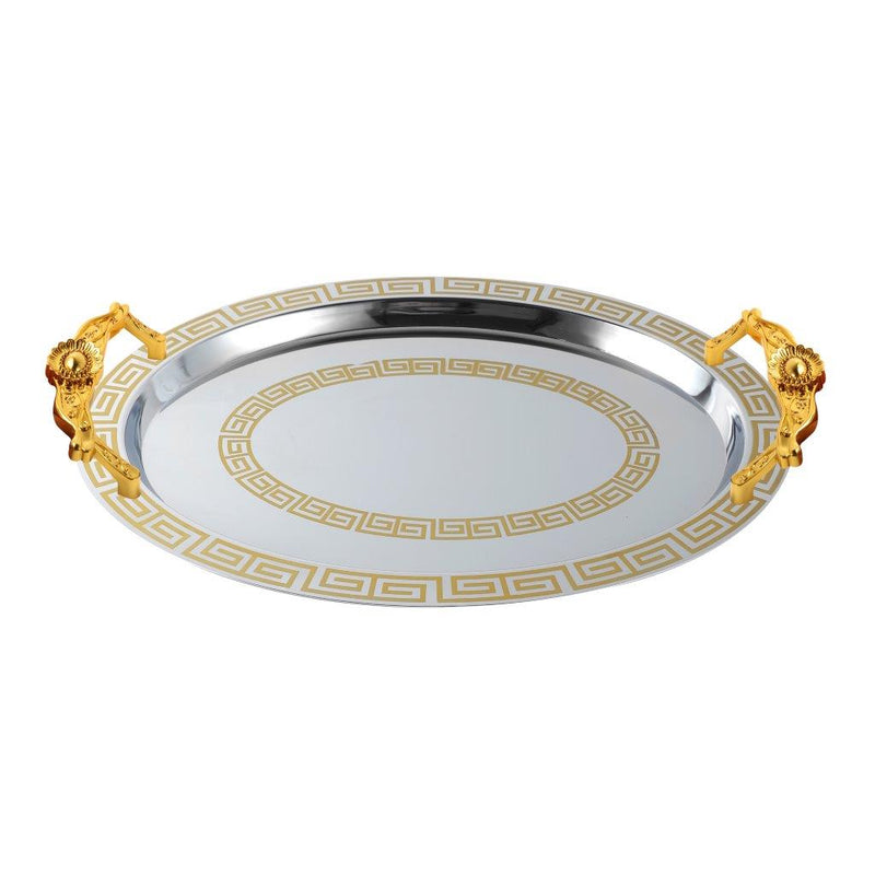 Stainless Steel Gold Plated Deco Round Serving Tray Set of 3