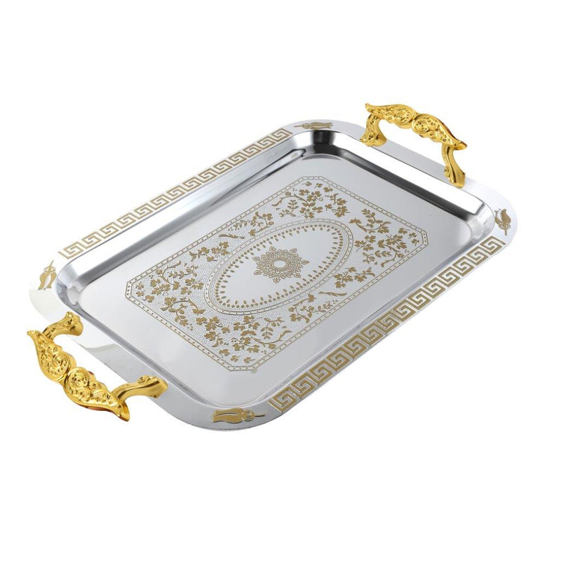 Stainless Steel Gold Plated Deco Rectangular Serving Tray Set of 3