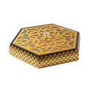 Engraved Deco Gold Hexagonal Candy Box Nuts and Chocolates Serving Tray with Lid 30*30*6 cm