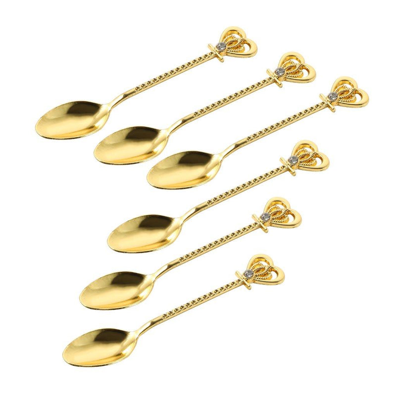 Gold Plated Deco Coffee Spoon Set of 6 Pcs 11 cm