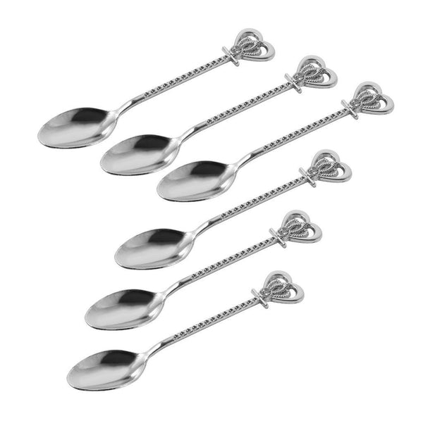 Silver Plated Deco Coffee Spoon Set of 6 Pcs 11 cm