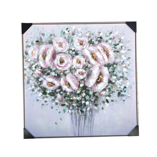 Home Decor Portrait Canvas Wall Art Abstract Floral Blossom Oil Painting PVC Frame 100*100*3.5 cm