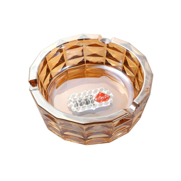 Crystal Cut Modern Champagne Round Glass Ashtray 12.7*4.4 cm