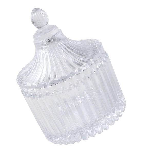 Crystal Glass Dome Shape Sugar Bowl Candy Jar with Lid D - 7 cm ; H - 5 cm