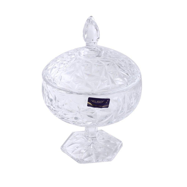 Crystal Glass Footed Sugar Bowl Candy Jar with Lid