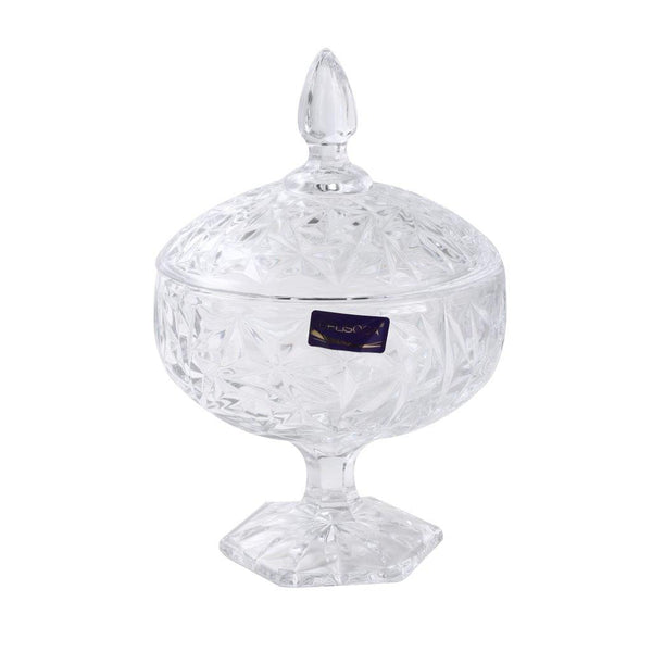 Crystal Glass Footed Sugar Bowl Candy Jar with Lid