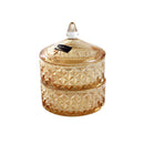 Crystal Glass Champagne Round Sugar Bowl Candy Jar Snack Storage Jar with Lid 12.9*17.7 cm