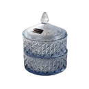 Crystal Glass Sky Blue Round Sugar Bowl Candy Jar Snack Storage Jar with Lid 12.9*17.7 cm