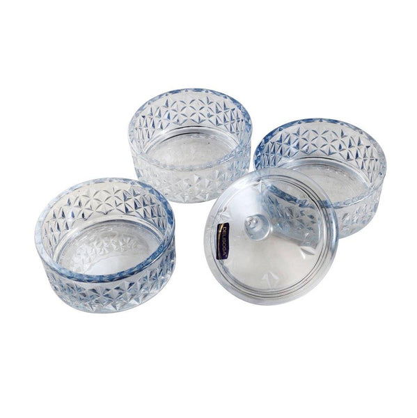 Crystal Glass Sky Blue Round Sugar Bowl Candy Jar Snack Storage Jar with Lid 12.9*22.8 cm