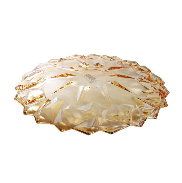 Champagne Color Crystal Glass Serving Dish Round Fruit Plate 34 cm